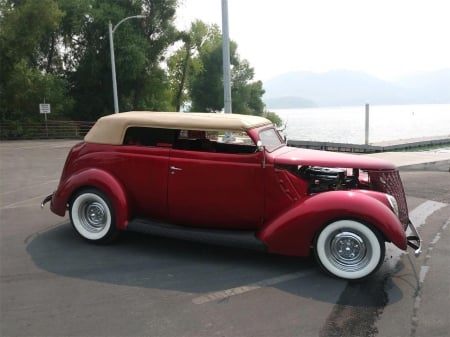 1937 Ford Custom Hot Rod - car, custom, red, hot rod, old-timer, ford