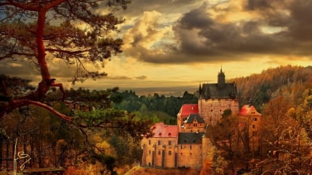 Medieval Castle in Autumn - building, medieval, autumn, castle