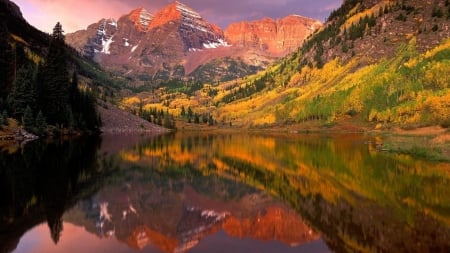 Mountain Reflection in the Lake - nature, lake, mountain, reflection