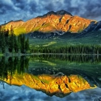 Mountain Gold Reflection in the Lake