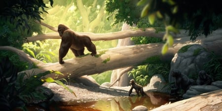 Growing up - monkey, alexander minze thumler, fantasy, gorilla, jungle, art