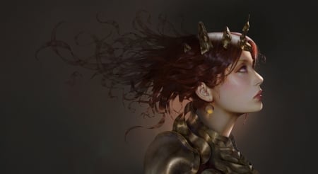 Demon - demon, fantasy, zhao wukong, luminos, girl, horns