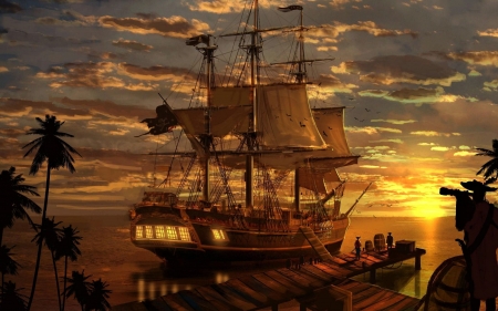 Sunset Pirate Ship