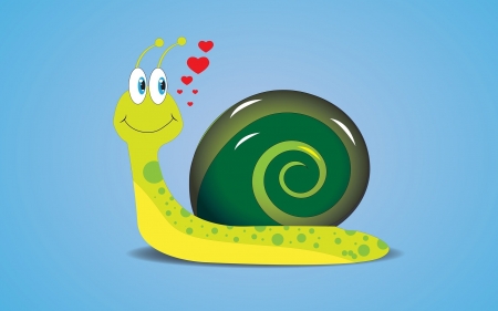 Snail in Love :) - smile, vector, snail, hearts