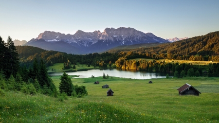 Cabin in the Mountains - Mountains, Lake, Cabin, Building