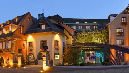 Hotel des Chateauax at Night - Chateauax, Building, Night, Hotel