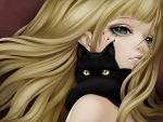 Girl with black cat