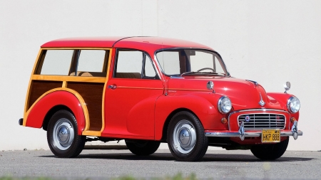 Morris Minor - Car, Red, Woodie, Wagon, Old-Timer, Morris, Minor