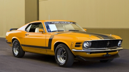 Ford Mustang Boss 302 - boss 302, yellow, car, muscle, mustang, old-timer, ford