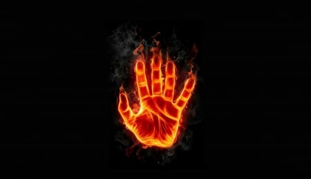 :-) - minimalism, fire, fantasy, black, halloween, orange, hand, burning