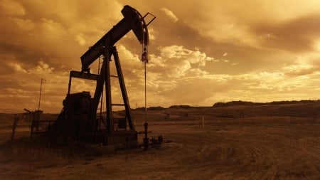 Pumpjack in Nigeria at Sunset - Pumpjack, Sunset, Nigeria, Industrial, Building