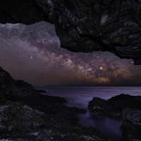 View of Milky Way Sky from Beach Cave