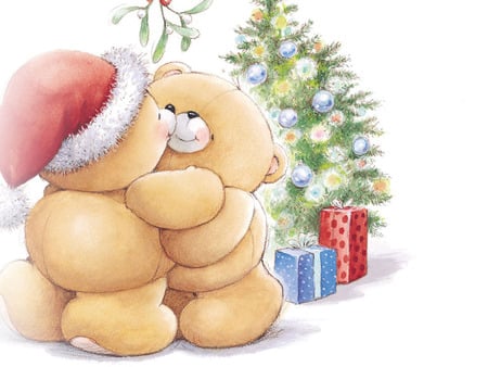 Happy New Year - bears, holidays, tre, red, friends, cute, x-mas, christmas