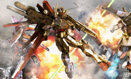 In the middle of the fight - mobile suit gundam, laser beam, battle, anime, mecha