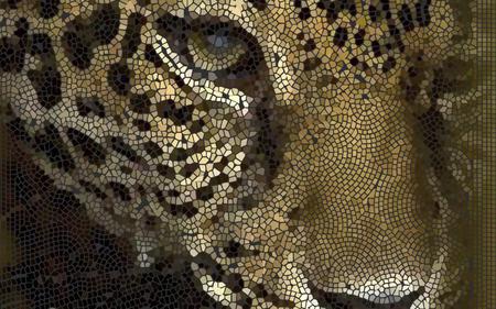 Mosaic Leopard - leopard, art, abstract, 3d, wild, mosaic, animal