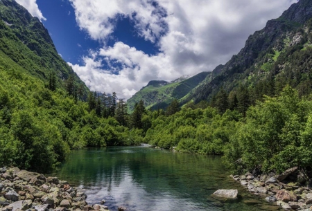 Beauty of nature - cloud, lake, mountain, tree