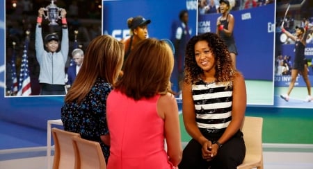 Excitement of her first - vibrant, today show, dual-citizenship, interview, stripes, us open, naomi osaka, sequenced blouse