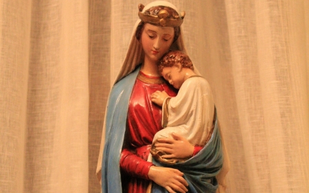 Mother of God - Queen, Mary, Mother, sculpture, Baby, Jesus