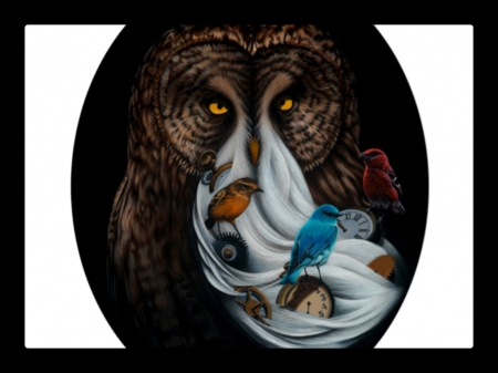 The Time Traveller - owl, bird, pasari, fantasy, bufnita, art, jacub gagnon