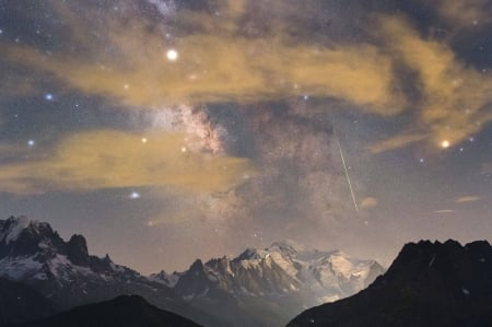 Mont Blanc, Meteor, and Milky Way - space, fun, galaxies, planet, stars, cool