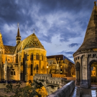 Church at Night in Budapest, Hungary