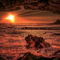 Sunset View from Beach Cave