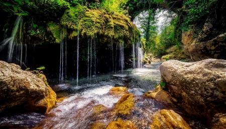 Waterfall - forest, beautiful, stones, waterfall, rocks