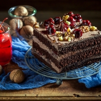 Sweets Cake Cherry Nuts Plate