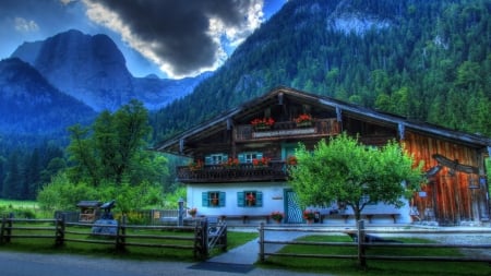 Hotel in the Bavarian Alps - building, mountain, alps, hotel, bavarian