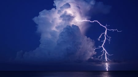 Lightning above the Sea - Storm, Nature, Sea, Lightning