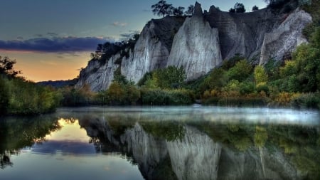 Mountain Reflection in the Lake - nature, lake, trees, mountain, reflection