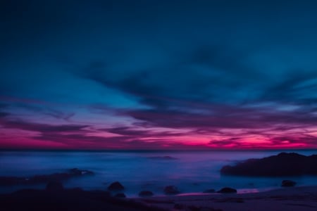 Deep Twilight Beach - beaches, nature, sky, clouds, twilight, sea