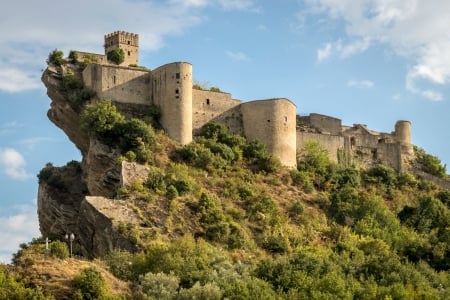 Roccascalegna Castle, Abruzzo, Italy - trees, italy, castle, medieval