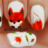 Fox And Fall Leaves Nail Art