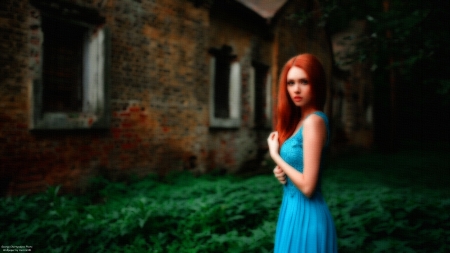 Beautiful-Russian-Model 42 - dress, model, outdoors, blue