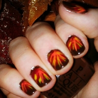 Glossy Autumn Fall Nail Art