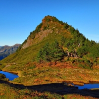 High Mountain Forest Lake in Fall