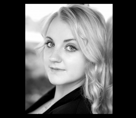 Light in the Dark - dancer, light eyes, 2534x2196, blond, black, white, grey, pretty, monochrome, luna lovegood, actress, ireland, harry potter films, freckles, dancing with the stars contestant, actor, gray