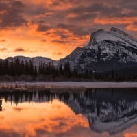 Mountain Sunset Reflection in the Lake