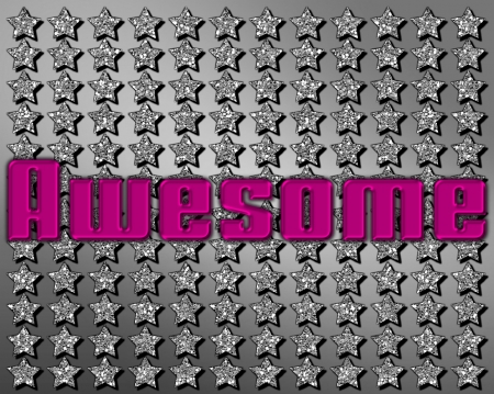 Awesome - gizzzi, awesome, silver, glitter, word, text, stars, pink