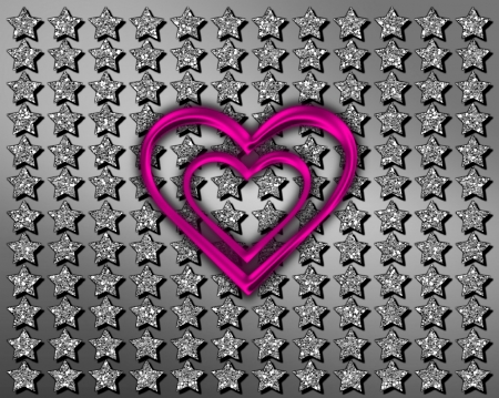 Heart - gizzzi, heart, silver, glitter, stars, love, pink