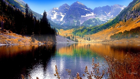 Splendid nature - nature, lake, tree, mountain