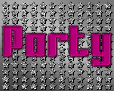 Party - word, glitter, gizzzi, silver, stars, pink, party, text