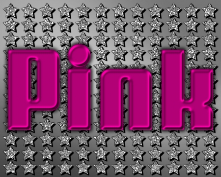 Pink - gizzzi, silver, glitter, word, text, stars, pink