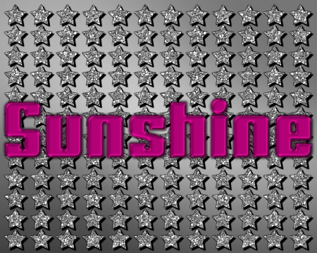 Sunshine - gizzzi, silver, glitter, word, text, sunshine, stars, pink