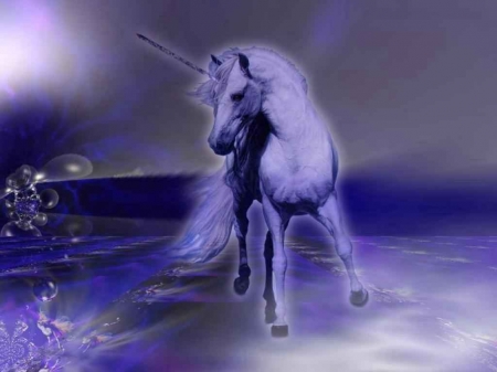 Beautiful Unicorn - fantasy, mane, unicorn, sky