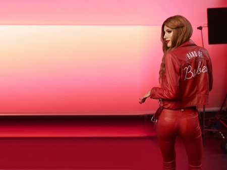 Bella Thorne - Thorne, beautiful, hot, leather, 2018, actress, Bella Thorne, Bella, red, model, jacket, pants, wallpaper