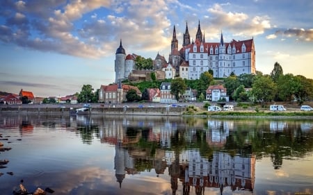 Albrechtsburg Castle, Germany - castle, germany, water, reflection