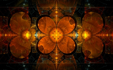 Amber Flowers - abstract, flowers, amber, fractal