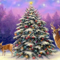 xmas deer and tree